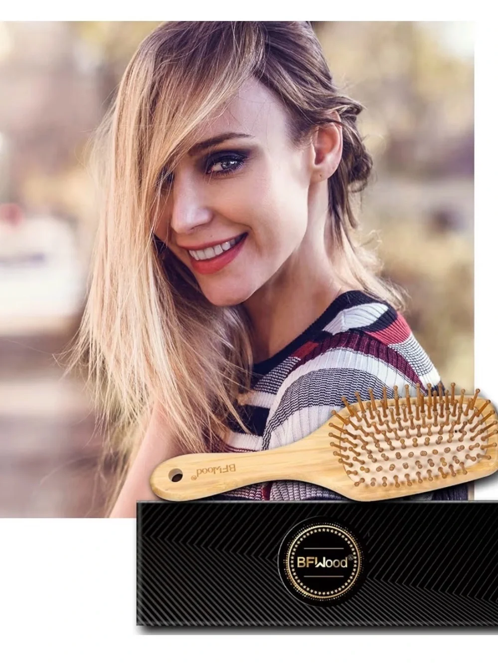 🎍Bamboo Hair Brush with Paddle and Rounded Wood Bristles 🎍